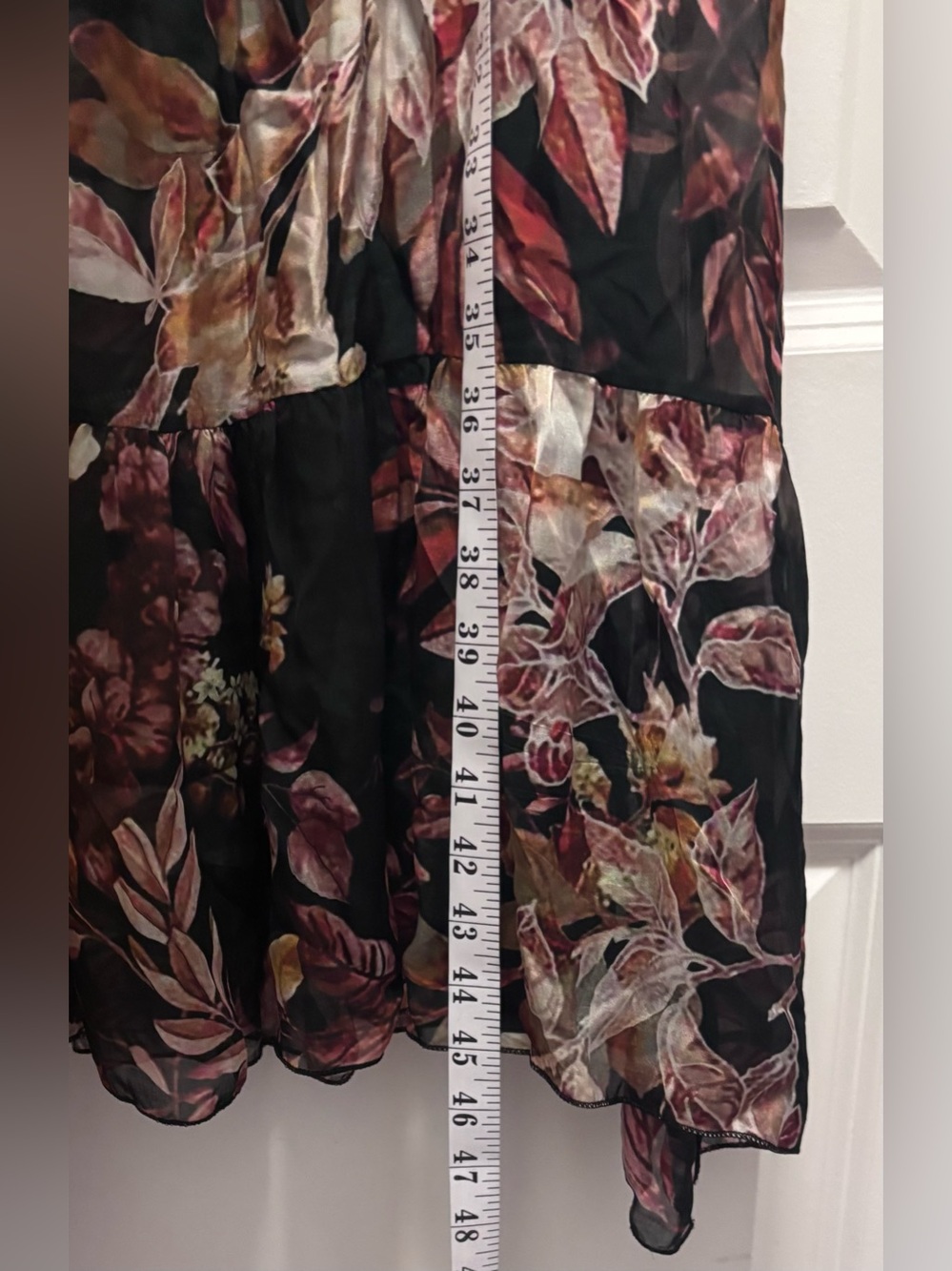 Floral Tie-Neck Maxi Dress in Black with Rose Floral Print (AS IS)
SILK BLEND - Picture 9 of 10